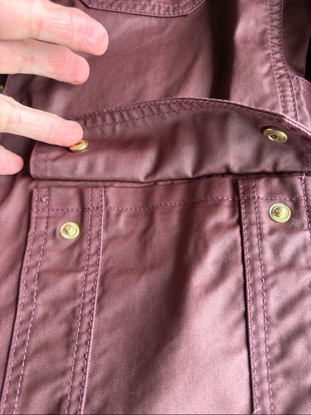 J. Crew Burgundy Waxed Cotton Utility/Field Jacket Gold-Tone Snaps NWOT - Picture 4 of 7